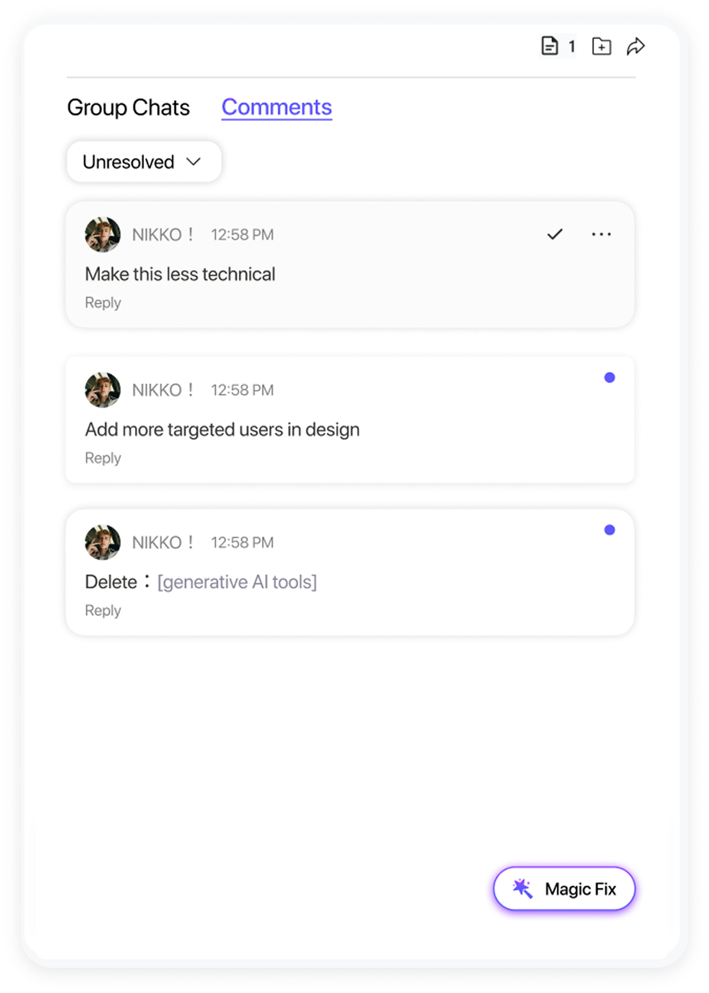 Centralized comment hub interface
